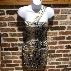 BEBE snakeskin ruffle dress size xs
